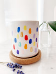 Hand Painted Porcelain Small Planter with Pure Soy Candle - Multi-Colour Confetti