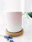 Hand Painted Porcelain Small Planter with Pure Soy Candle - Blush Pink Colour Block