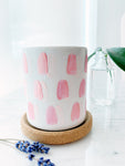 Hand Painted Porcelain Small Planter with Pure Soy Candle - Blush Pink Hot Pink Brush Strokes