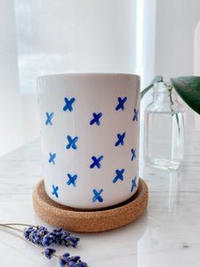 Hand Painted Porcelain Small Planter with Pure Soy Candle - Royal Blue X