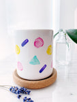 Hand Painted Porcelain Small Planter with Pure Soy Candle - Yellow, Teal, Magenta, Purple