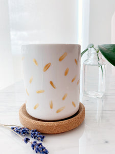 Hand Painted Porcelain Small Planter with Pure Soy Candle - Gold Confetti