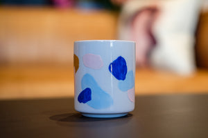 Hand Painted Porcelain Small Planter with Pure Soy Candle - Blue and Pink Abstract