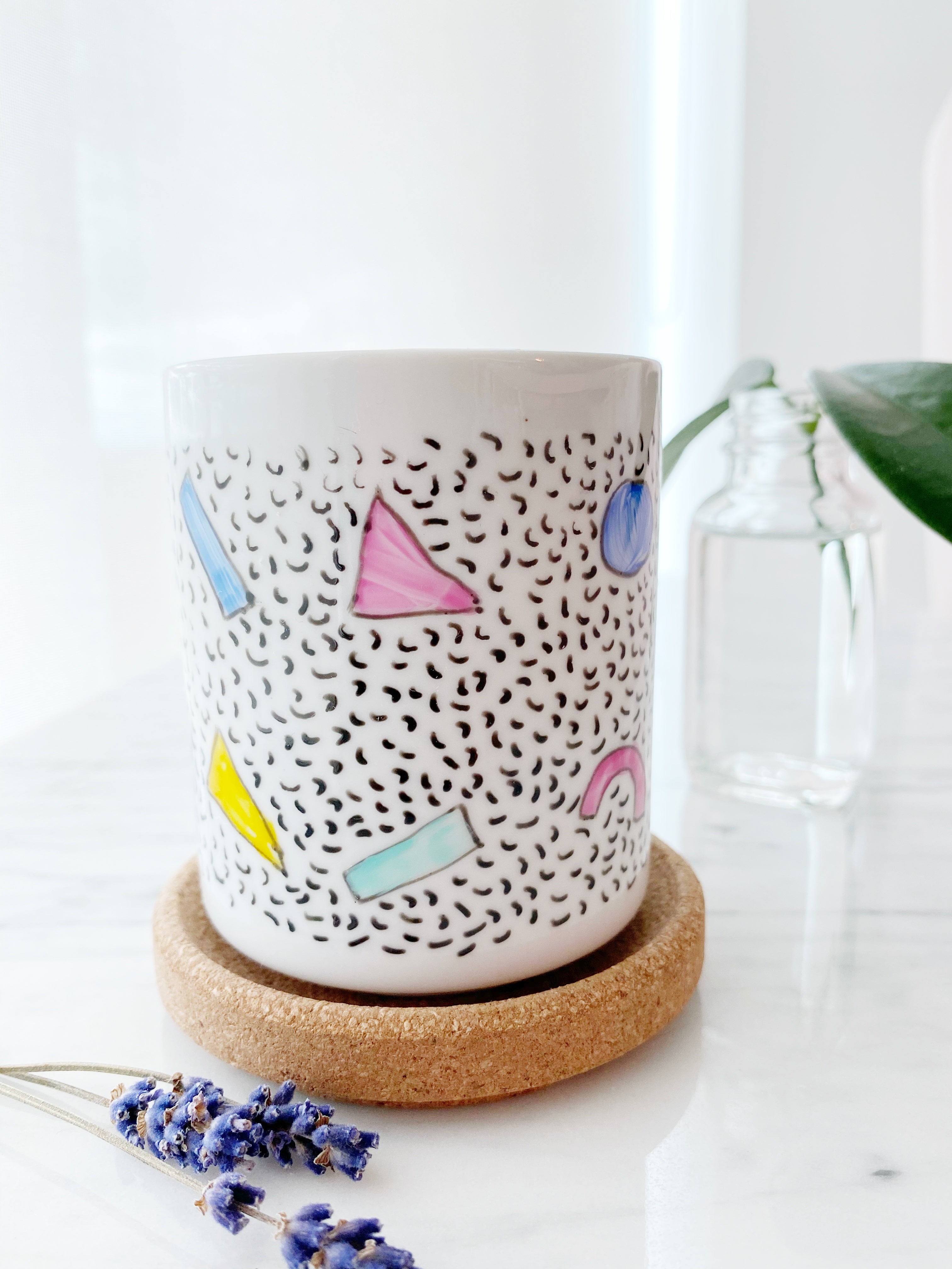 Hand Painted Porcelain Small Planter with Pure Soy Candle - Clip Art