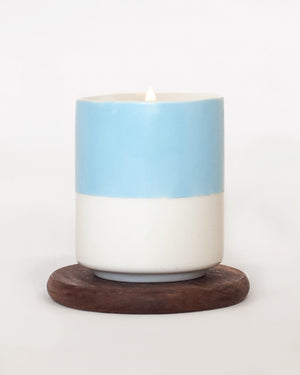 Hand Painted Porcelain Small Planter with Pure Soy Candle - Sky Blue Colour Block