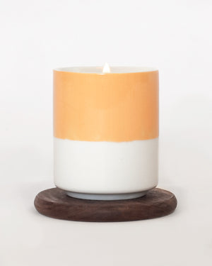 Hand Painted Porcelain Small Planter with Pure Soy Candle - Light Coral Colour Block