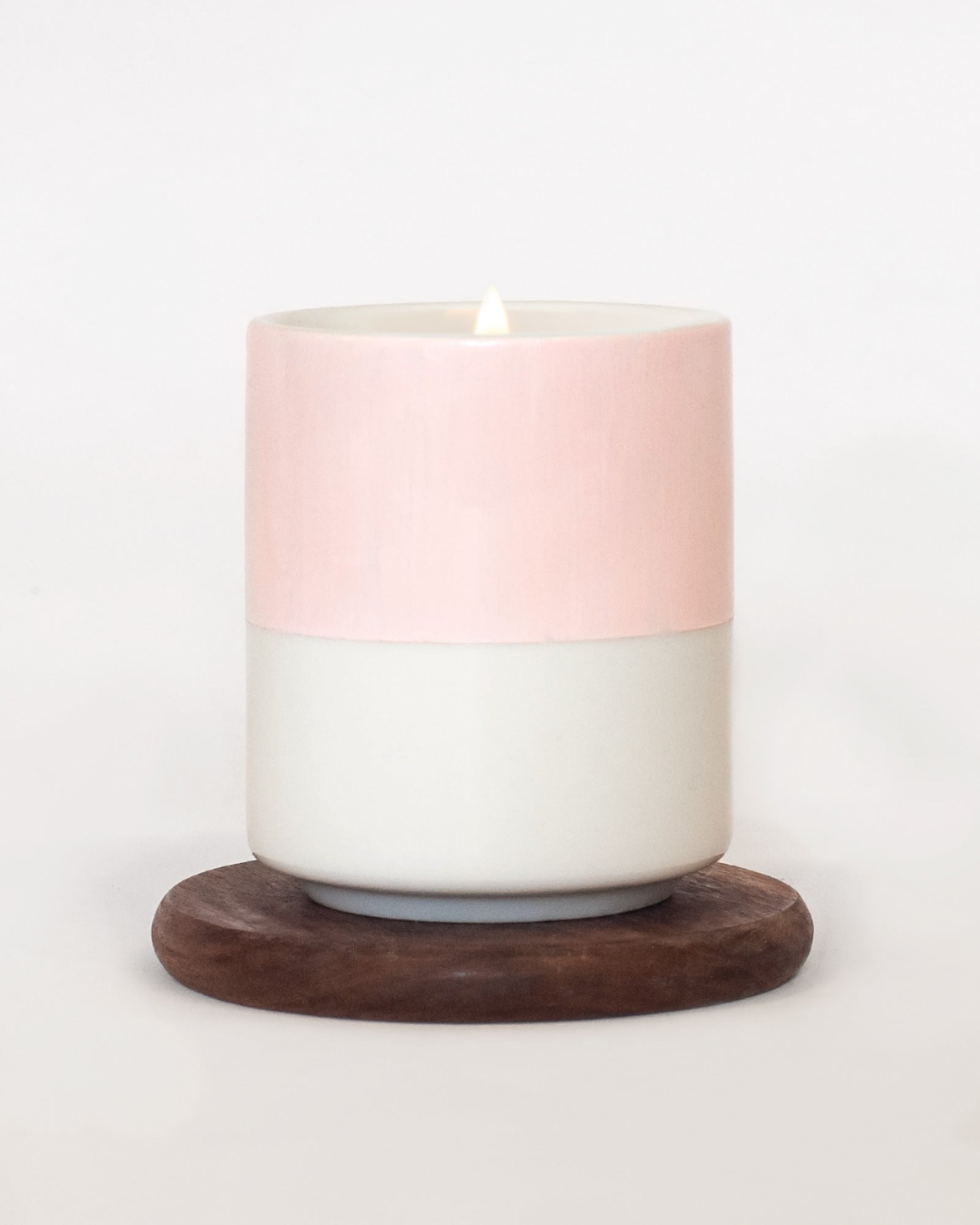 Hand Painted Porcelain Small Planter with Pure Soy Candle - Blush Pink Colour Block