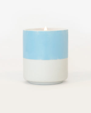 Hand Painted Porcelain Small Planter with Pure Soy Candle - Sky Blue Colour Block