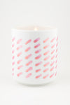 Hand Painted Porcelain Small Planter with Pure Soy Candle - Pink Party Stripes