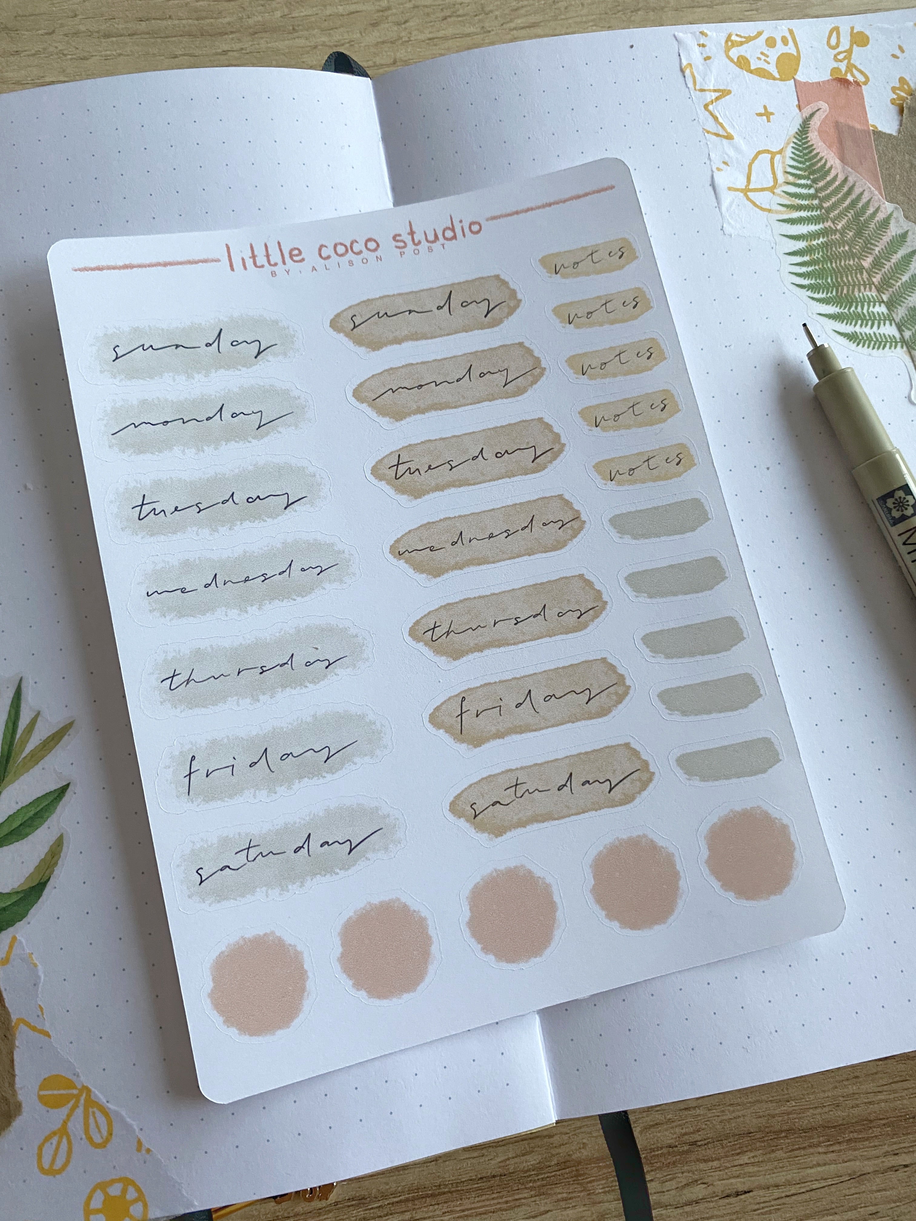 Decorative Kiss-Cut Sticker Sheet - Weekly Planner Kit