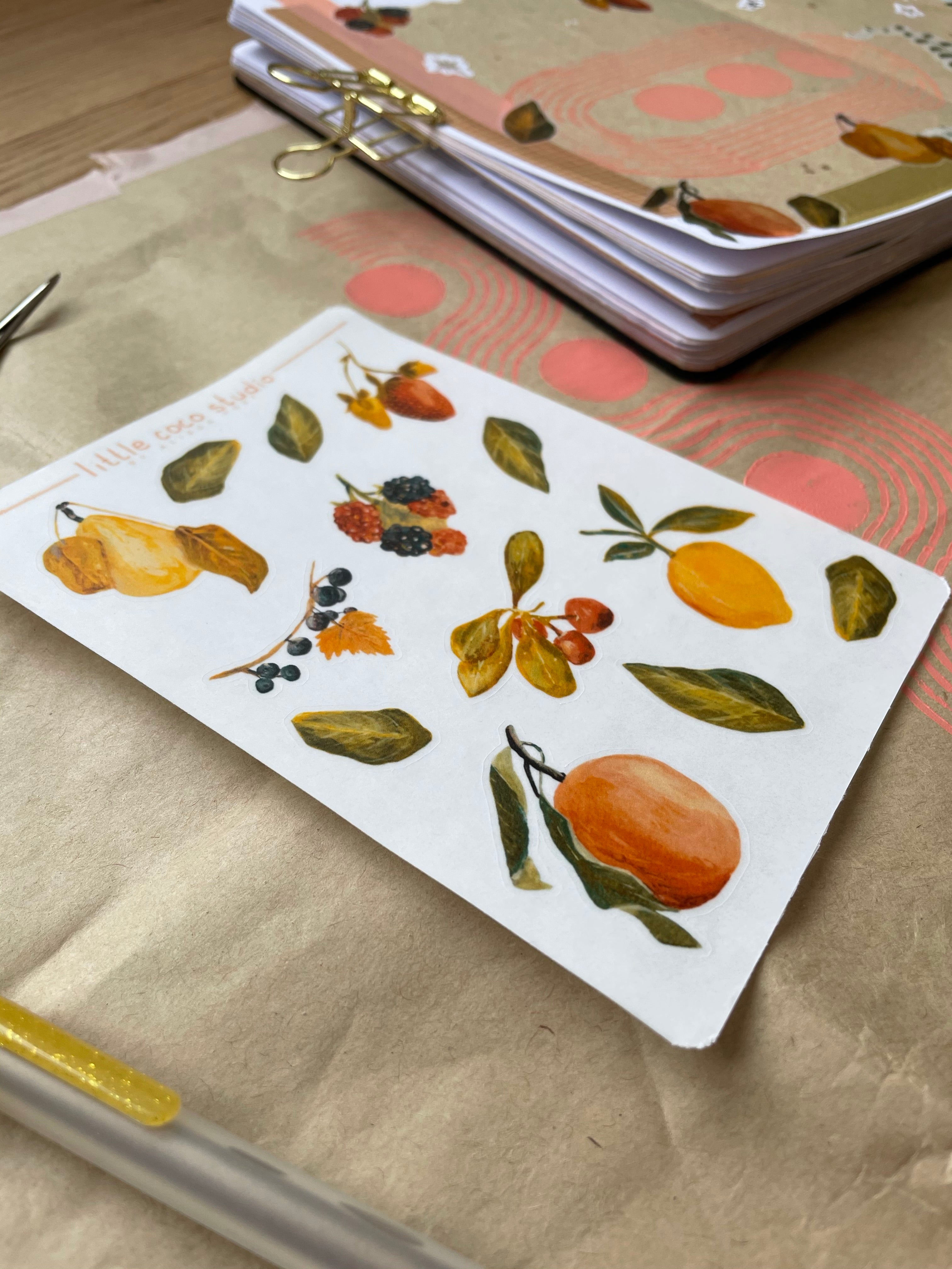 Vintage Fruit - Decorative Kiss-Cut Sticker Sheet