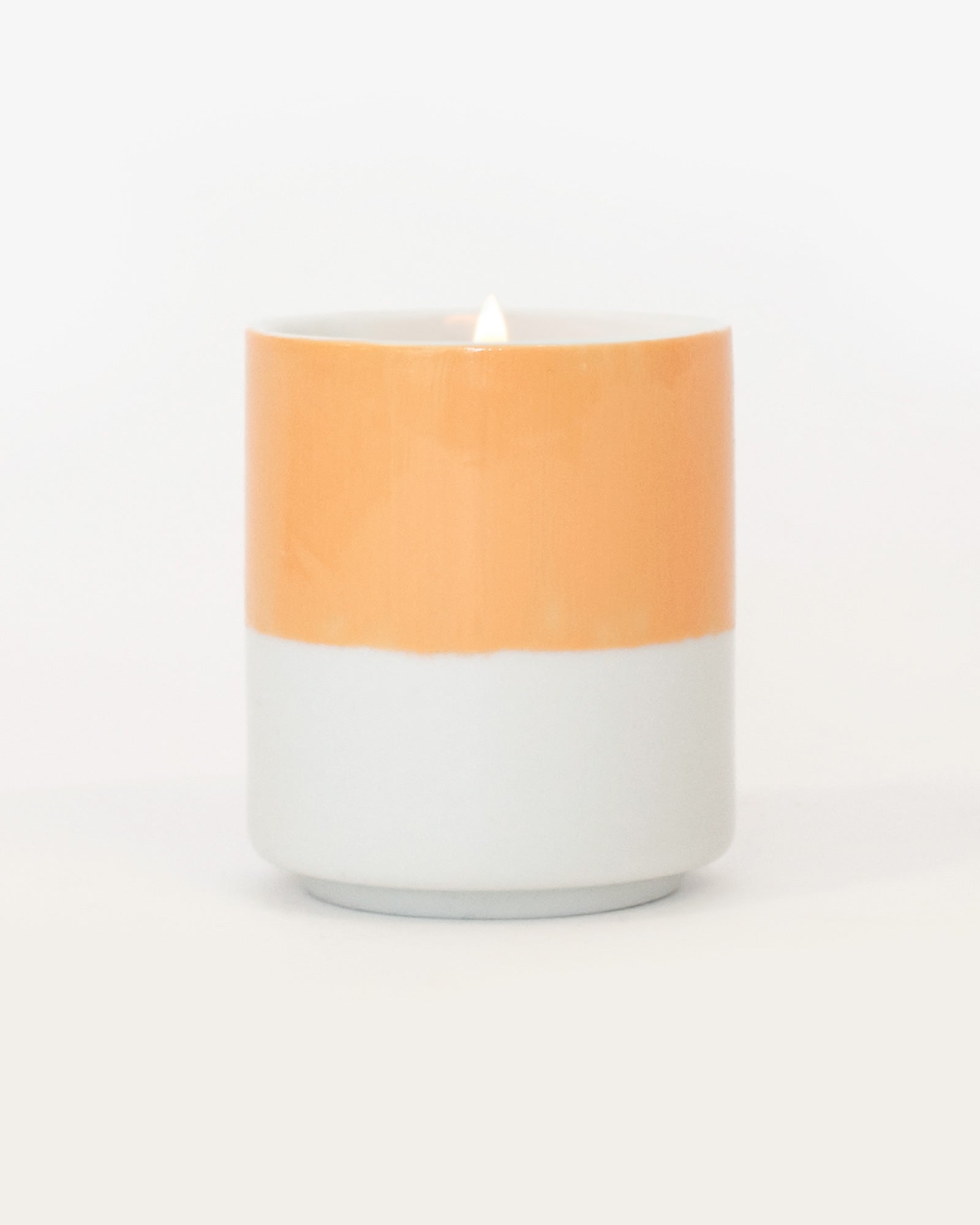 Hand Painted Porcelain Small Planter with Pure Soy Candle - Light Coral Colour Block