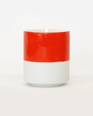 Hand Painted Porcelain Small Planter with Pure Soy Candle - Living Coral Colour Block